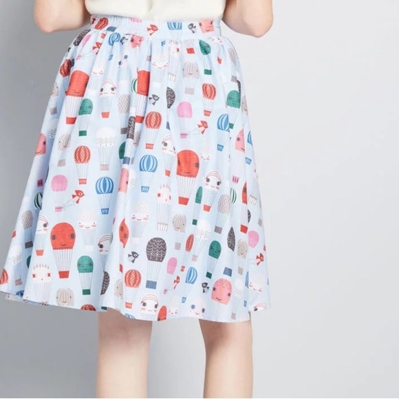 ModCloth hot air balloon midi skirt w pocket and elastic back waistband nwt - Picture 3 of 8